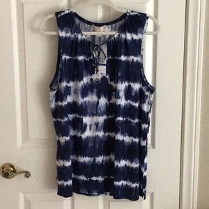 Michael Kors Navy Blue Tie Dye sleeveless top XL